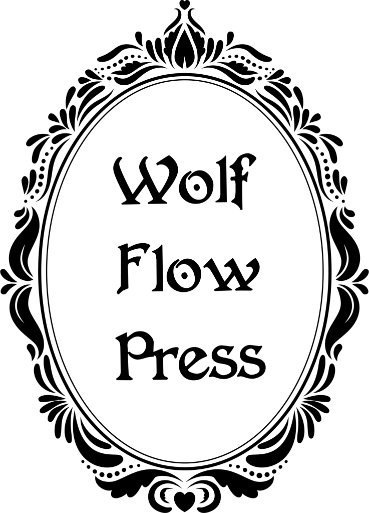Logo: An ornate gothic mirror with Wolf Flow Press in the reflection.
